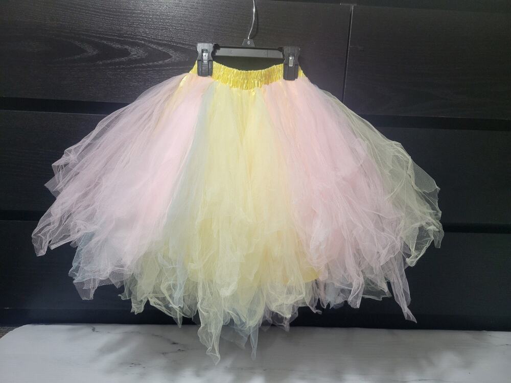 Girls Pastel Rainbow Tulle Tutu Skirt Layered Princess Birthday Dance Party Sz